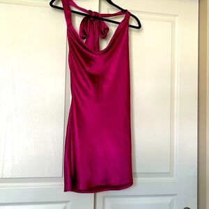 Lulu’s Ruby Red Satiny Halter Dress Size Medium
